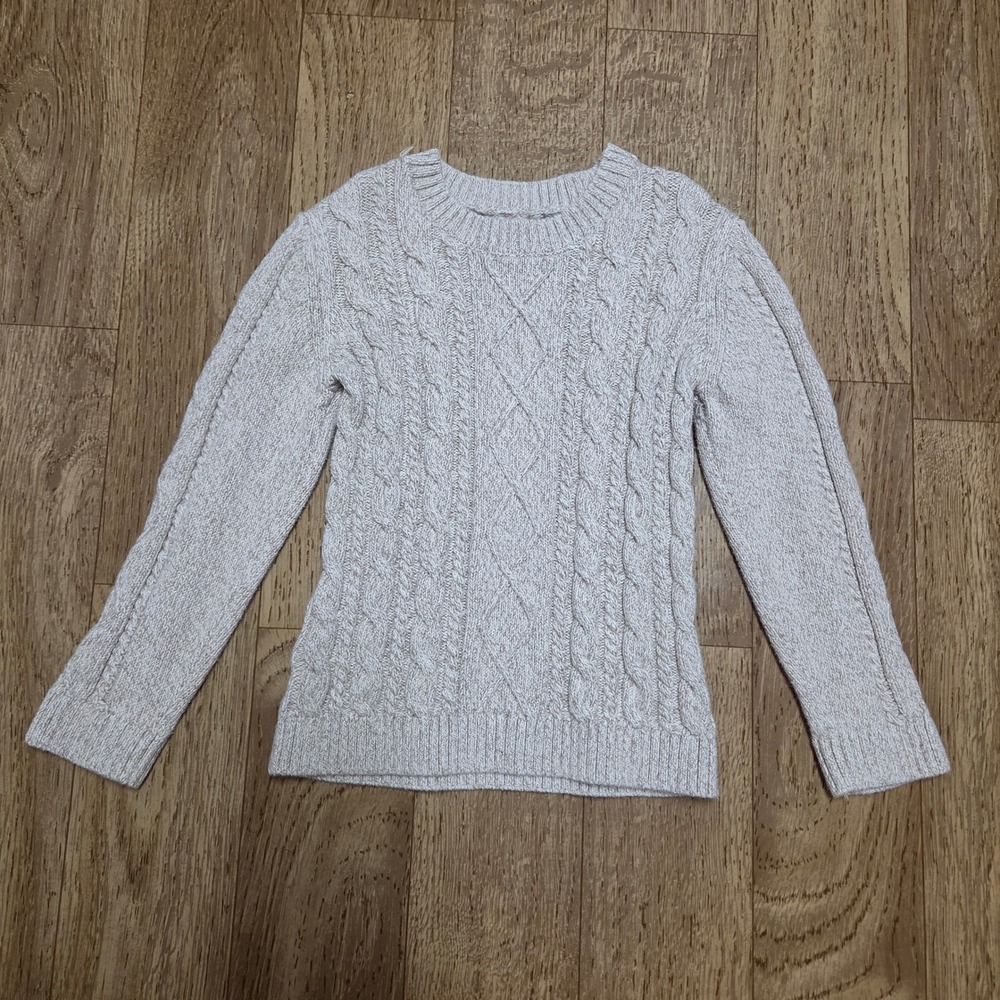 Little Planet By Carter's Organic Cotton Cable Knit Heather Cream Sweater Size 7